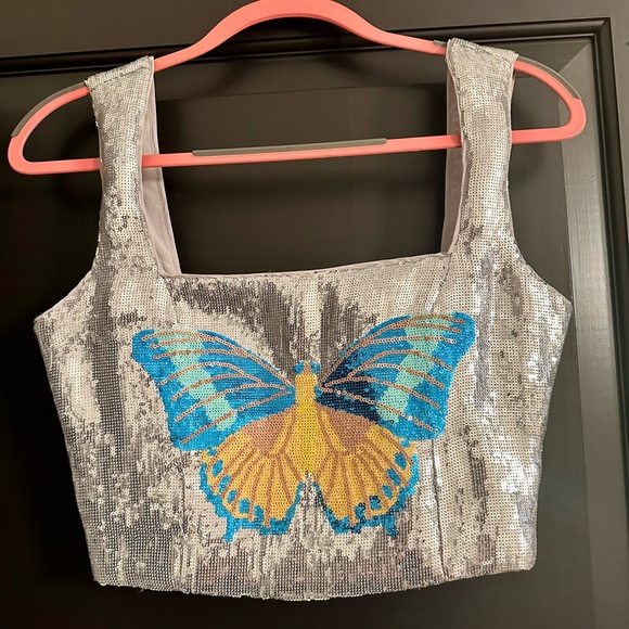 Queen of Sparkles Silver Butterfly Sequin Set - XS NWT - Picture 8 of 8